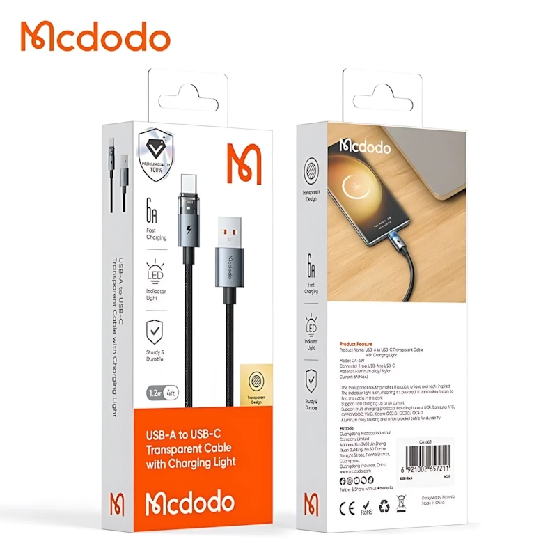 کابل تبدیل USB به USB-C مک دودو مدل CA-689 طول 1.2 متر - Image 2